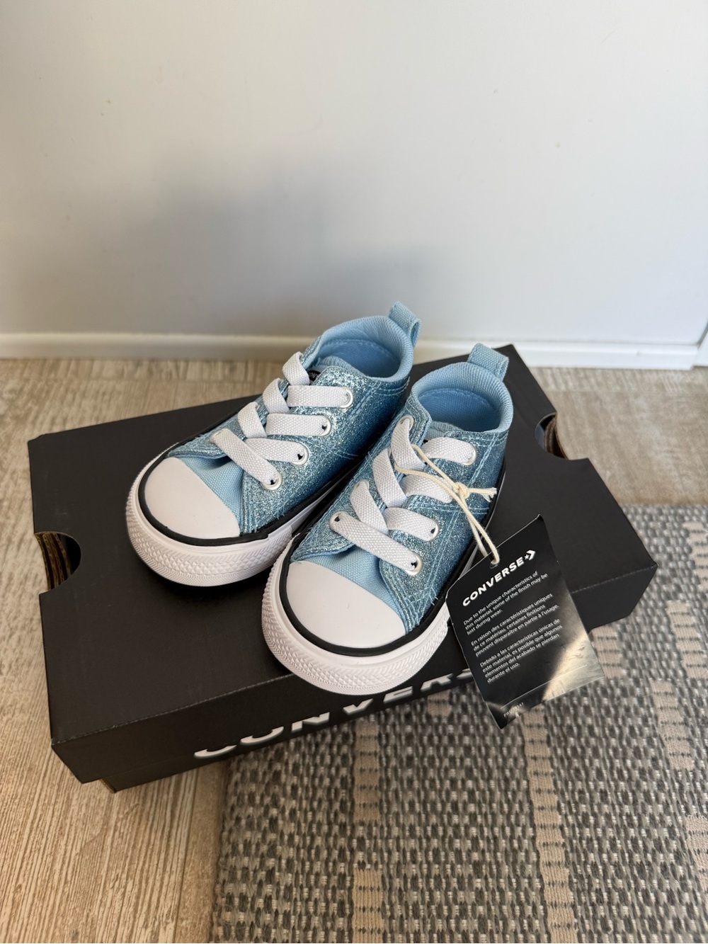 NIB Converse glitter toddler Light Blue Low-Top Sneakers